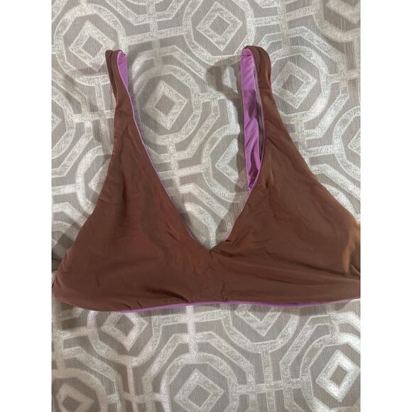 Ay Natrurel by Gottex swim bikini top size 12 reversible pink/brown w/scrunchie - Picture 7 of 7